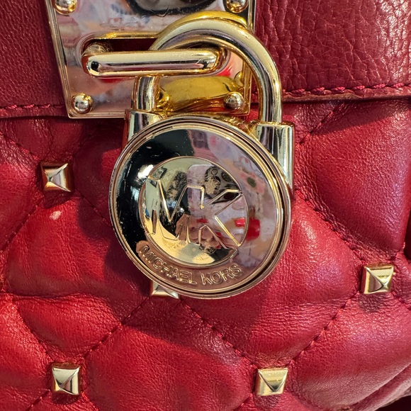 Michael Kors large 'Hamilton' red studded bag - Picture 2 of 16